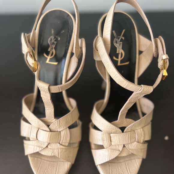 Saint Laurent Tribute Sandals 105 Croc Embossed S7 - Picture 3 of 5